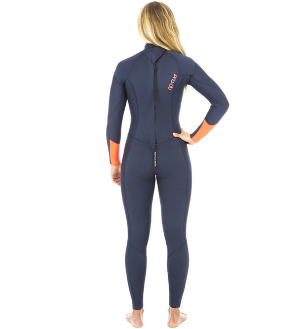 Rip Curl Womens Dawn Patrol 4/3 GB Back Zipped Full Wetsuit-Navy