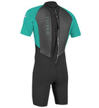 O'Neill Youth Reactor 2 2mm Back Zip Shortie Wetsuit-Blk/Lgt Aqua