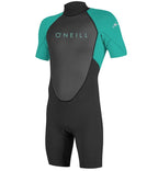 O'Neill Youth Reactor 2 2mm Back Zip Shortie Wetsuit-Blk/Lgt Aqua